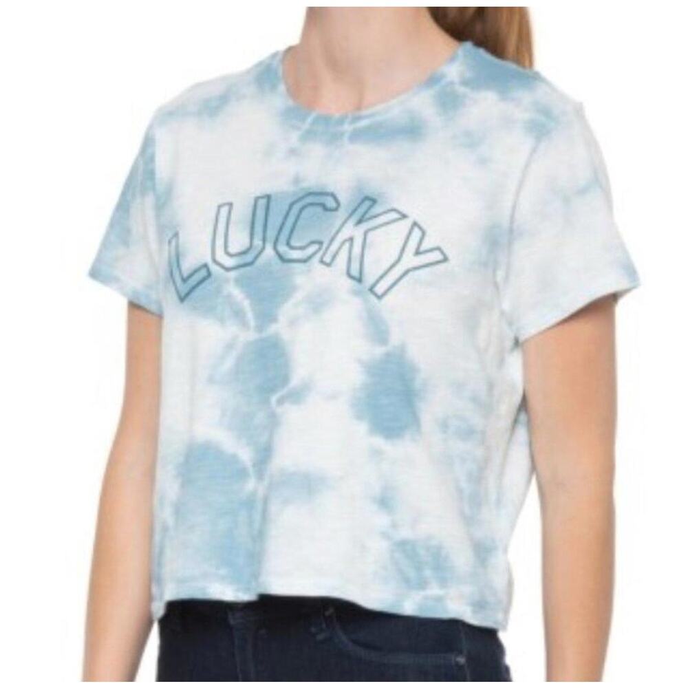 Lucky Brand Tie-Dye Graphic Tee Blue Women’s Large Cotton Top NWT L